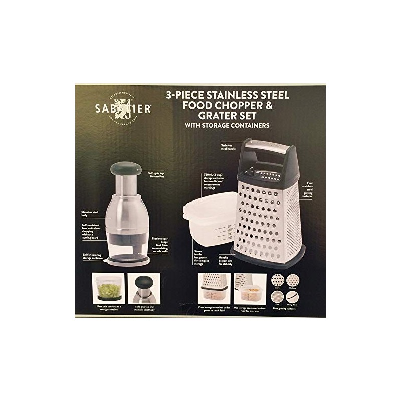 Sabatier 3 Piece Stainless Steel Food Chopper & Grater Set