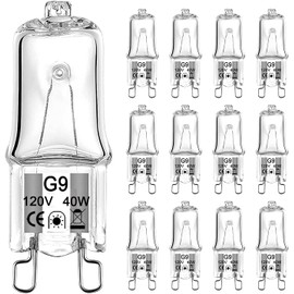 G9 Bulb 40W, 12 Pack G9 Halogen Light Bulbs 2 Pin Base T4 JCD Type 120V Xenon Small Light Bulb for Chandeliers, Range Hood Light, Bathroom Light Bulbs, Cabinet Lights, Dimmable, 2700K Warm White