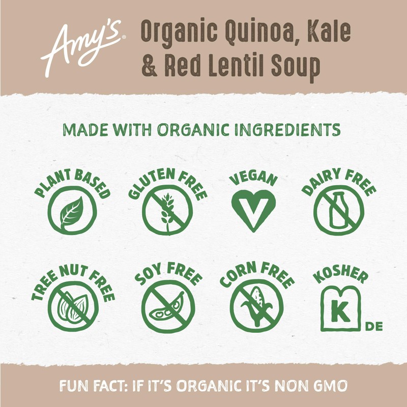 Amy's Organic Soups, Quinoa Kale & Red Lentil, 14.4 Ounce