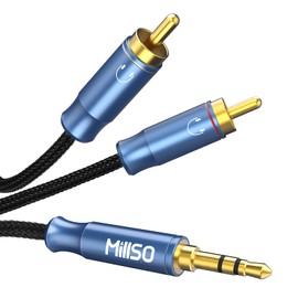 MillSO Jack to RCA Cable 1.2 m Jack RCA 3.5 mm Jack Plug to 2 x RCA Male RCA to Jack Stereo Cable for Smartphones, Speakers, Home Cinema, TV