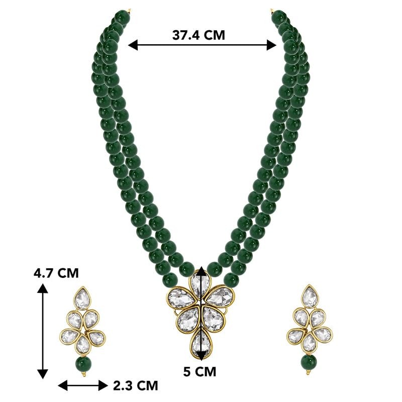 Aheli Crystal Pearl Long Collar con pendientes de caída Conjunto