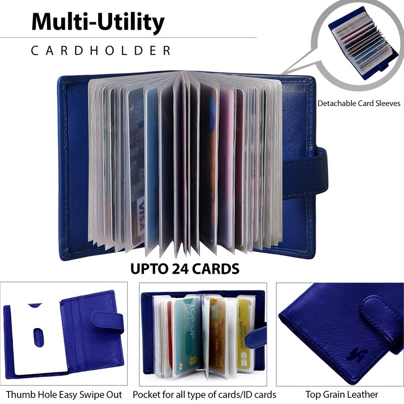 STARHIDE Soft Genuine Leather Compact Credit Debit Card Holder Case