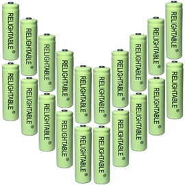 Relightable NiCd AA/AAA 600mAh 1.2V Rechargeable Batteries for Solar Lights, Garden Lights and Remotes (20PCS Green AA 600mAh Batteries)