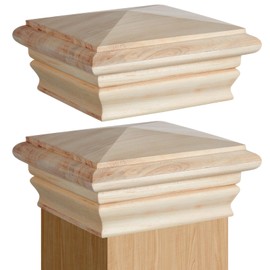 Geetery 2 Pcs Wood Newel Post Cap Fence Post Cap for Fence Topper Top Resistant Decking Caps for Outdoor Fences, Mailboxes and Decks (4 x 4 Inch,Poplar)