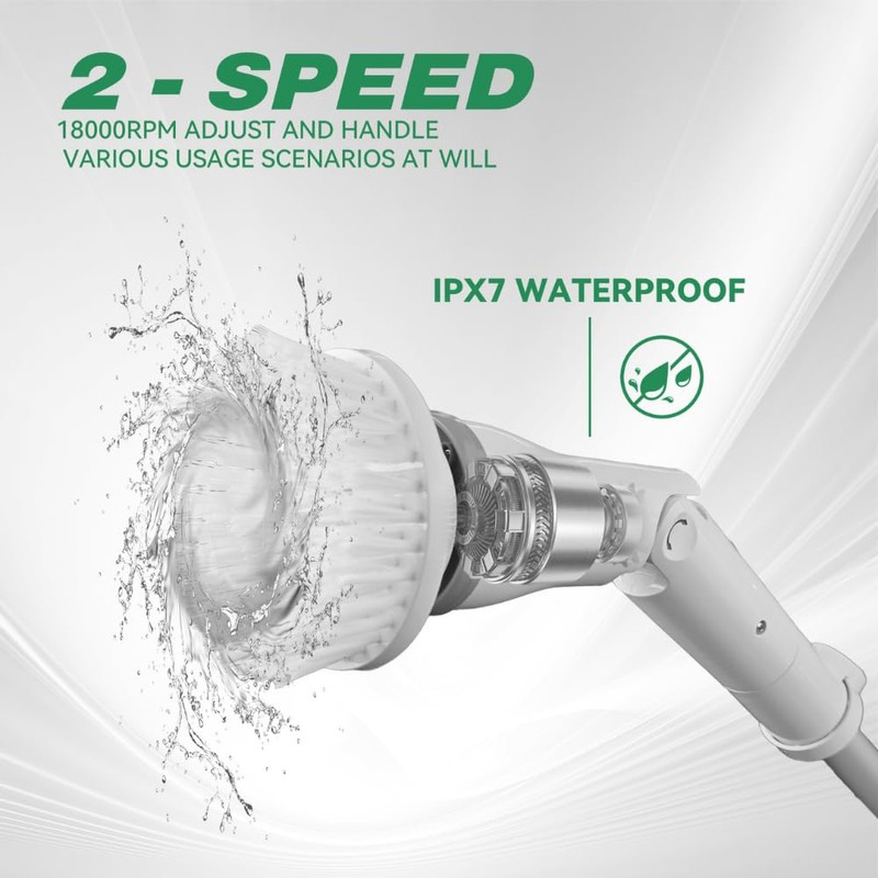 Greater Range Electric Spin Scrubber - Cordless Cleaning Head with