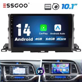 ESSGOO For Toyota Highlander 15-2019 Car Stereo Radio Carplay Android 14 4+64G GPS NAVI