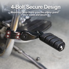 Short Angled Highway Pegs Footpegs Foot Rest Fit for Touring Street Glide Road Glide Road King Electra Glide with 1.25 inch Engine Guard 1 1/4 Highway Bar Black