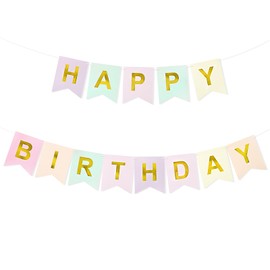 BETESSIN Happy Birthday Banner Pastel Birthday Garland Birthday Banner for Birthday Party Birthday Party