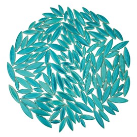 Yuvori 0.5 kg Ceramic Leaf Shape Mosaic Tiles Mixed Sizes DIY Decor for Bathroom Living Room Kitchen Garden (Peacock Green)