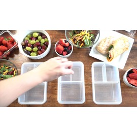 FIT Strong & Healthy Bento Lunch Box Meal Prep Containers (3 Pack, 39 OZ) - 3 Removable Compartments