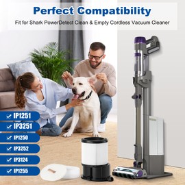 8 Pcs IP1251 IP3251 HEPA Filter Replacement Compatible with Shark Cordless PowerDetect Clean and Empty Lightweight Stick Vacuum, 1 Post-Motor HEPA Filter, 3 Pre-Motor Filter sets, 1 Cleaning Brush