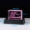 3D Crystal Gift Engraved Elephants Mother and Baby Glass Paperweight
