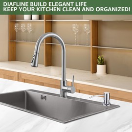 Dish Soap Dispenser for Kitchen Sink, Built in Sink Soap Dispenser Chrome, Countertop Soap Dispenser Stainless Steel Pump with 47" Extension Tube kit, No Need to Fill Little Bottle Again