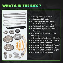 SCITOO TK10422 TK10422BS Engine Timing Chain Kit Sets Replaces for Buick LaCrosse Regal Cavalier Cobalt HHR for Malibu for Oldsmobile Alero for Saturn Vue 2.2L 2.0L 2.4L 2002-2011