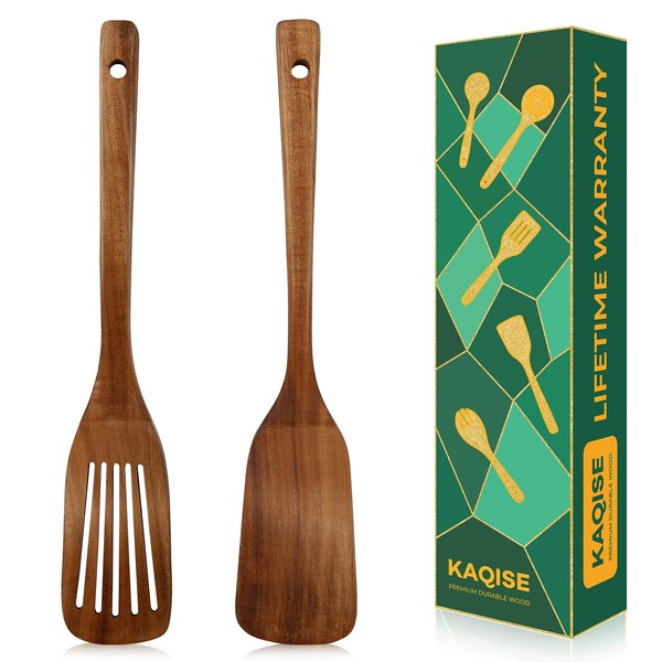 Nonstick Wooden Spatula for Cooking, Finely Polished Teak Wooden Utensils,