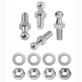 TOOMYAUTO M6 x 10mm Silver Ball Stud Bolts, Pack of 4, Gas Strut Mounting Bolts