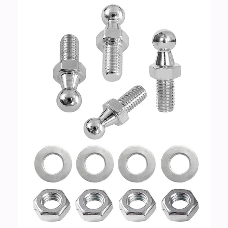 TOOMYAUTO M6 x 10mm Silver Ball Stud Bolts, Pack of