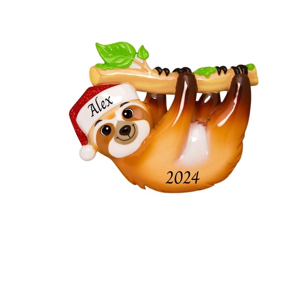 2024 Personalized Christmas Tree Ornament for Kids - Sloth Customized
