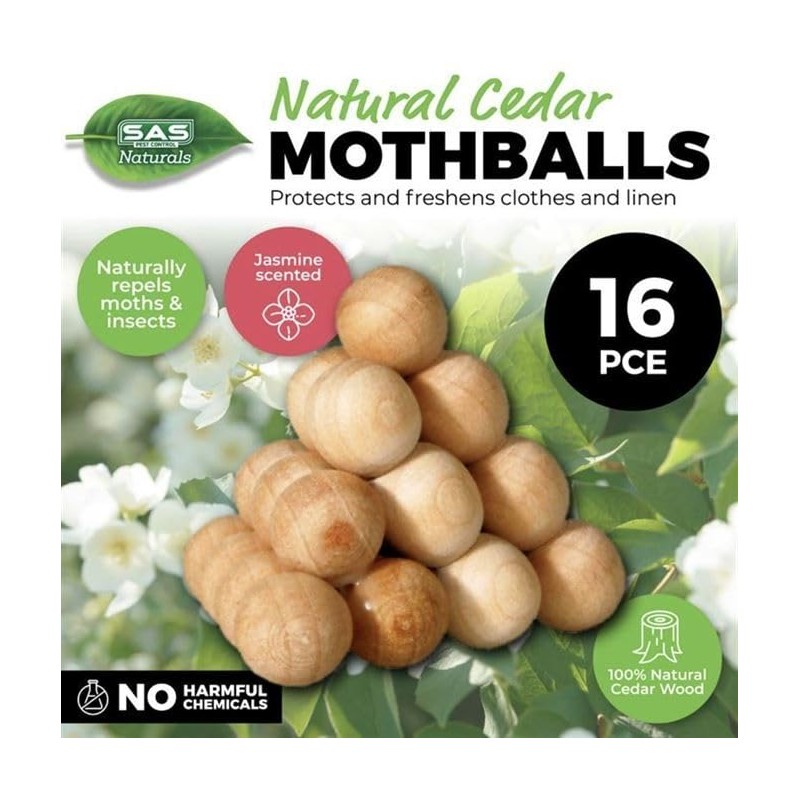 32x Natural Cedar Moth Balls Jasmine Scented