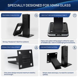 LukLoy Designed for 10mm Glass Railing, 2 Pack 3lb Heavy Duty Glass Railing Spigot SS304 Clamp Brackets for Balustrade Stairs Railing Pool Balcony with Outdoor Powder Coating