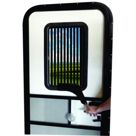 RV Door Window CloZures Shade, Controls Sun Glare, Privacy, Outside View by Moving fingertip Lever, Without Opening Screen Door. Kit Includes Clear Glass to Replace Frosted Glass. (Room Darkening)