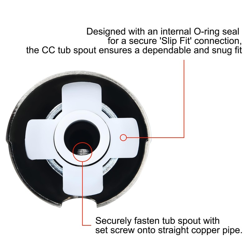 Tub Spout with Integrated Diverter for 1/2 inch Copper Tube