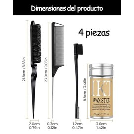 Barra De Cera Para Cabello Mujer, 4 Piezas Kit Estilizado, Domina Mechones Sueltos y Pelitos De Bebé, Solución Portátil Viajes y Trabajo, Cera Sólida 