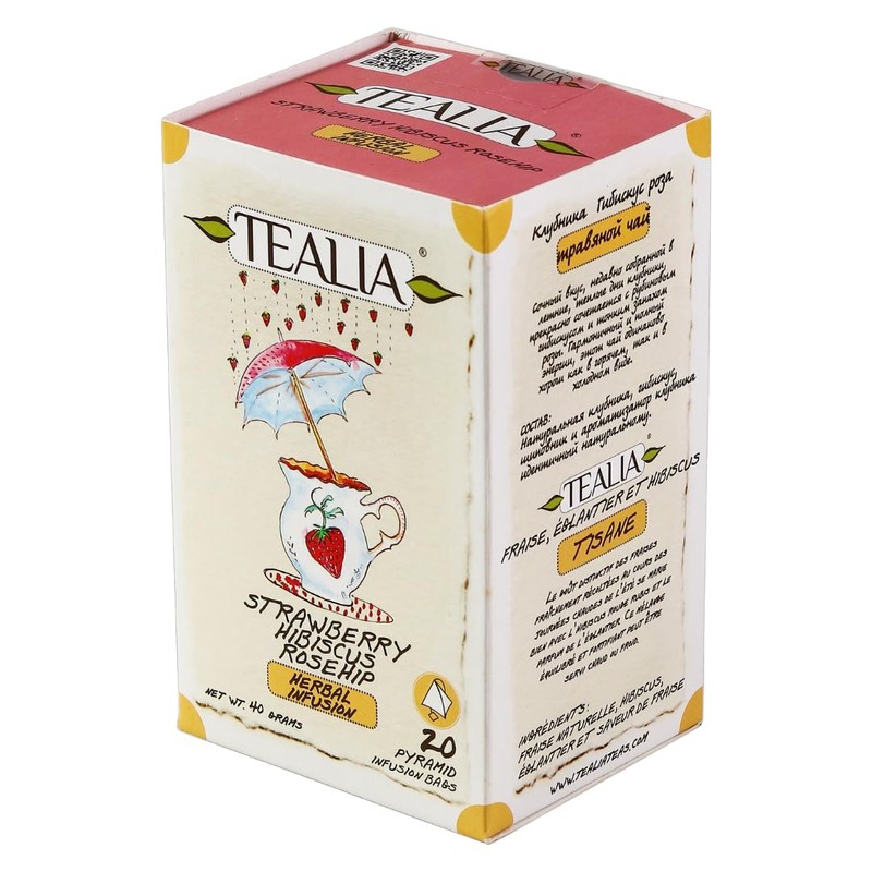 Tealia Pyramid Bags - Hibiscus Tea with Strawberry & Rosehip