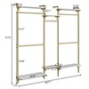 Auromie Gold Wall Mounted Clothing Rack with 5 Hanging Rods,