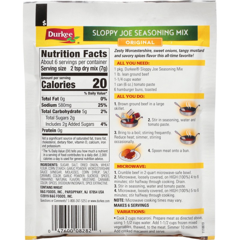 Durkee Sloppy Joe Seasoning Mix, 1.50 Ounce Packets (Pack of