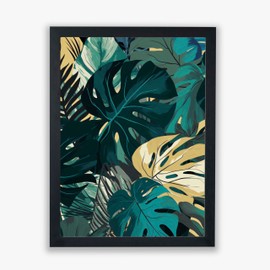 Spiffing Prints Jungle Forms I – Bold Tropical Botanical Art with Monstera Leaves - Small - Unframed