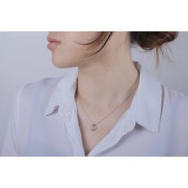 Diamond Letter Necklace Letter S [Made in Canada] Solitaire Sterling Silver Necklace with Initial