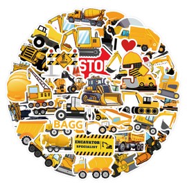 Excavator Stickers for Kids Teens Kechup Cute Cartoon Stickers for Water Bottles Luggage Journaling Vinyl Waterproof Decals Kids Stickers Gifts for Boys(55PCS)