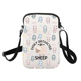 ENSIANTH Sheep Crossbody Bag Sheep Gifts for Sheep Lovers Easily Distracted By Sheep Lamb Gifts Cell Phone Purse Wallet Pouch (24815 Sheep C)