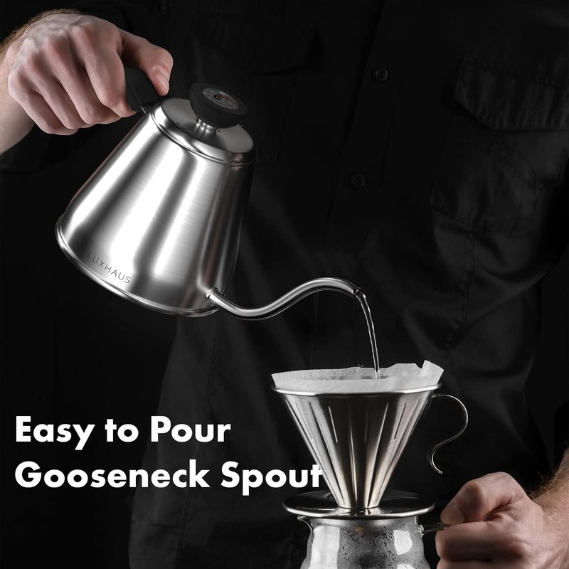 LuxHaus Pour Over Kettle - Gooseneck Kettle With Thermometer -