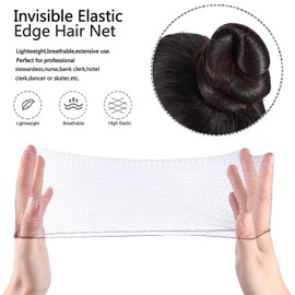 Hair Net Black - 100Pcs – 24 inches Invisible Nylon Hair Nets for Women and Men - Perfect for Hair Bun, Sleeping, & Kitchen Food Service