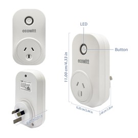 ECOWITT AC1100 Smart Outlet Switch, Need to Pair with IoT Wi-Fi Gateway(GW2000/GW1200) or IoT Weather Station Consoles, Australia Standard, 433 MHz