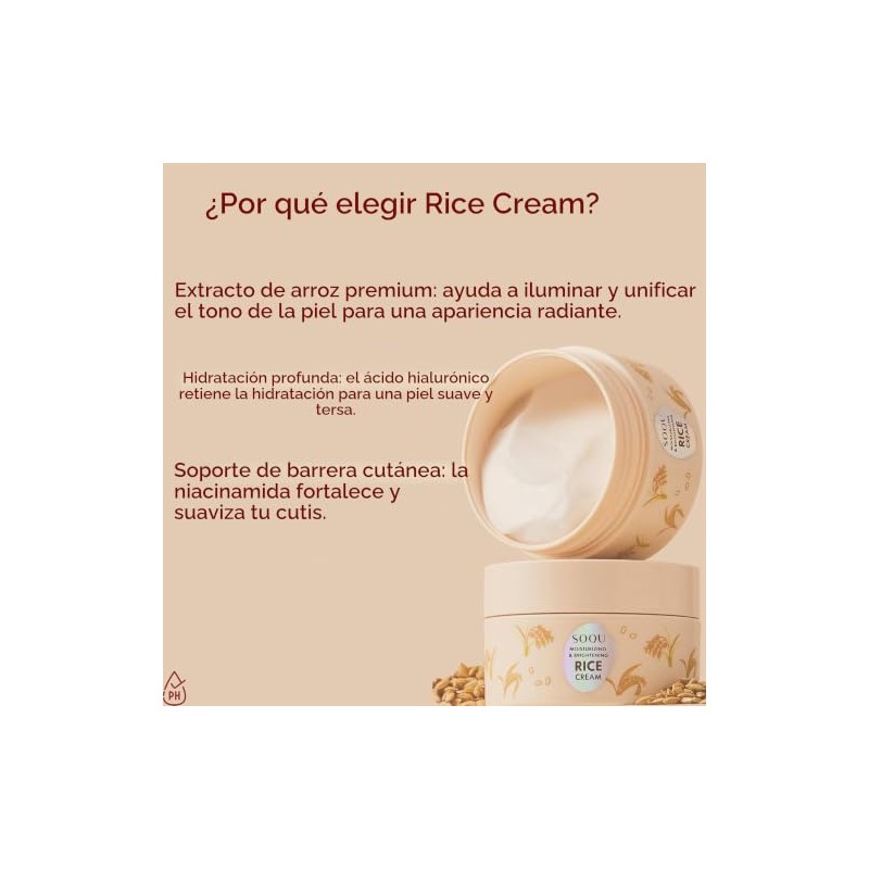 Crema de arroz hidratante e iluminadora, 2.48 onzas líquidas (paquete