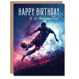 Artery8 Happy Birthday Card to an Awesome Dad Football Lover Sport Footy Striker Soccer Goal