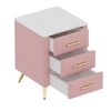 Merax Nightstand with 3 Storage Drawers, Upholstered Wood Bedside End