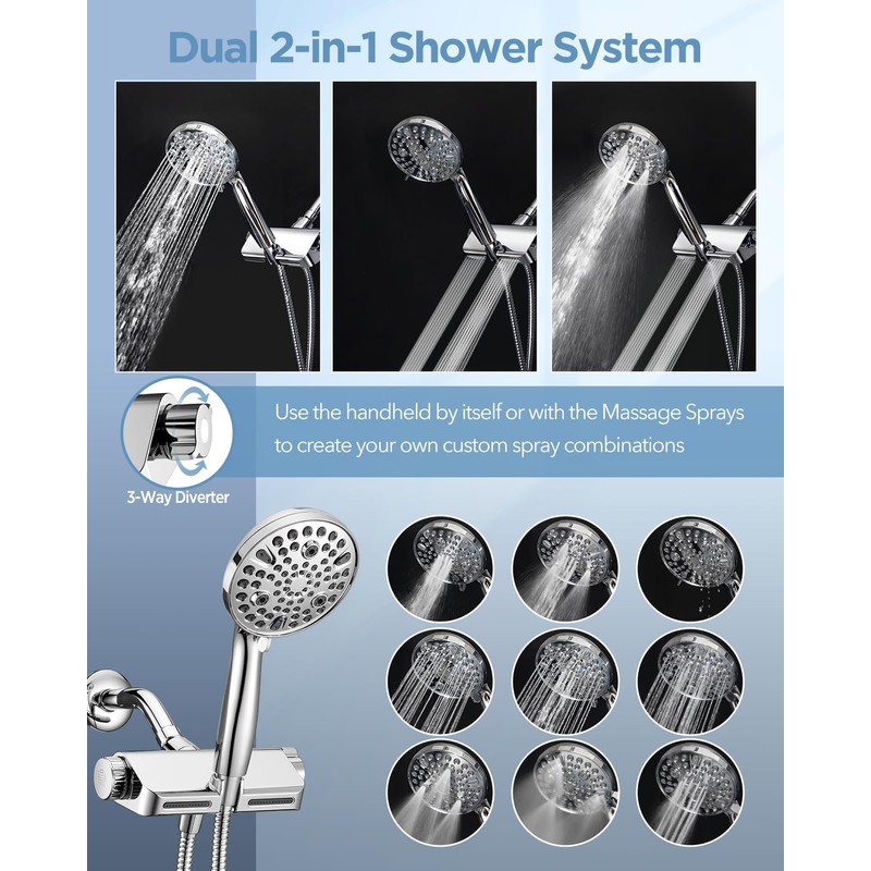 MakeFit Filtered Shower Head with Handheld Combo - Dual 2-in-1