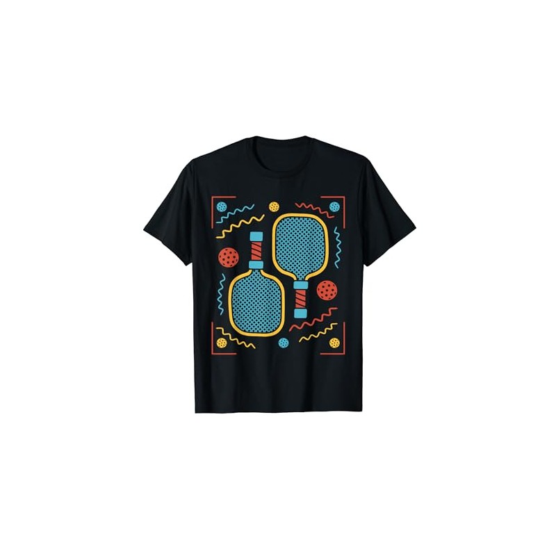 Pickleball Paddle and Ball for Space Pickleball T-Shirt, black