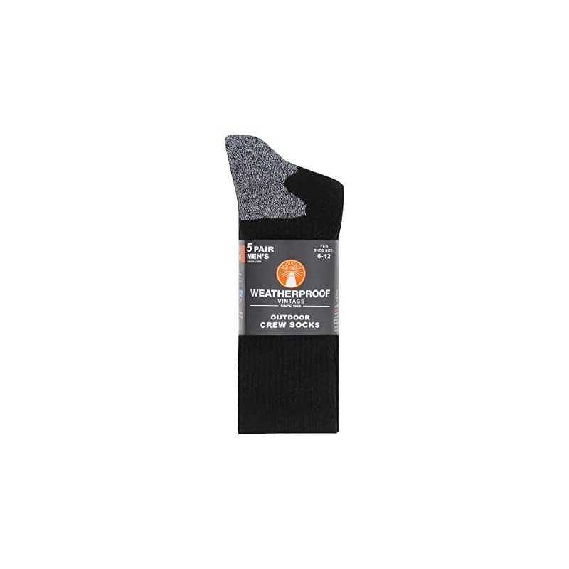 Weatherproof Vintage Men's Outdoor Wool Blend Crew Socks, 6-12 Shoe