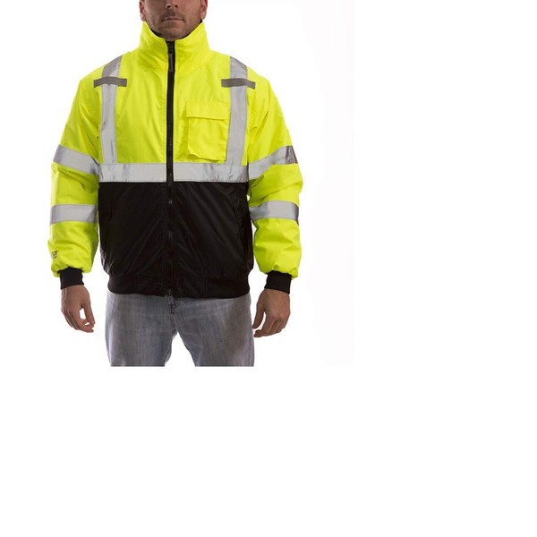 Tingley Premium Bomber Jacket, Lime-Green, 2" Reflective Tape, ANSI Class