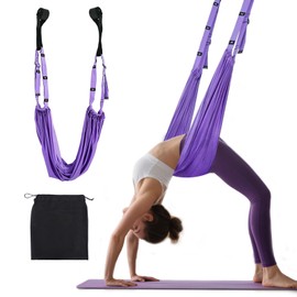 Domial Yoga Stretching Strap Door Hanging Strap Polyester Cotton Purple for Yoga Stretching Ballet Shoulder Opening Pilates Dance Parties Core Strengthening Home Fitness