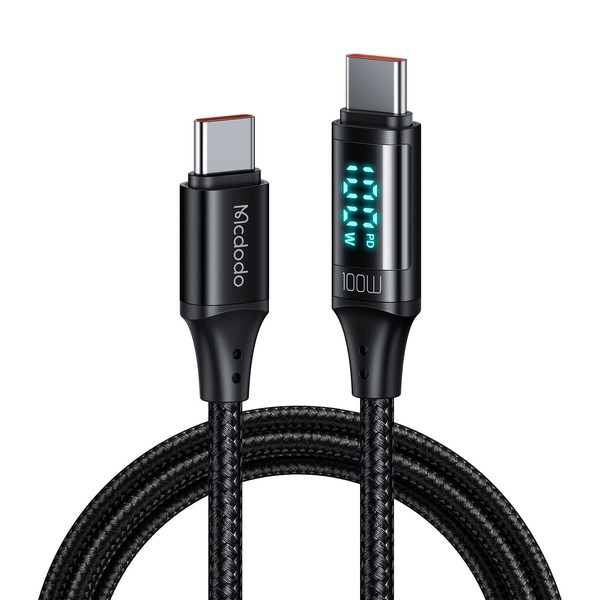 Mcdodo USB-C to USB-C Cable, 1.2m 100W, PD Rapid Charging, i-Phone 15 Cable, Output Screen Display, Type-C Cable, E-marker Chip, High Speed Data Transfer, Aluminum Alloy Shell, Heavy Duty Nylon Braid,