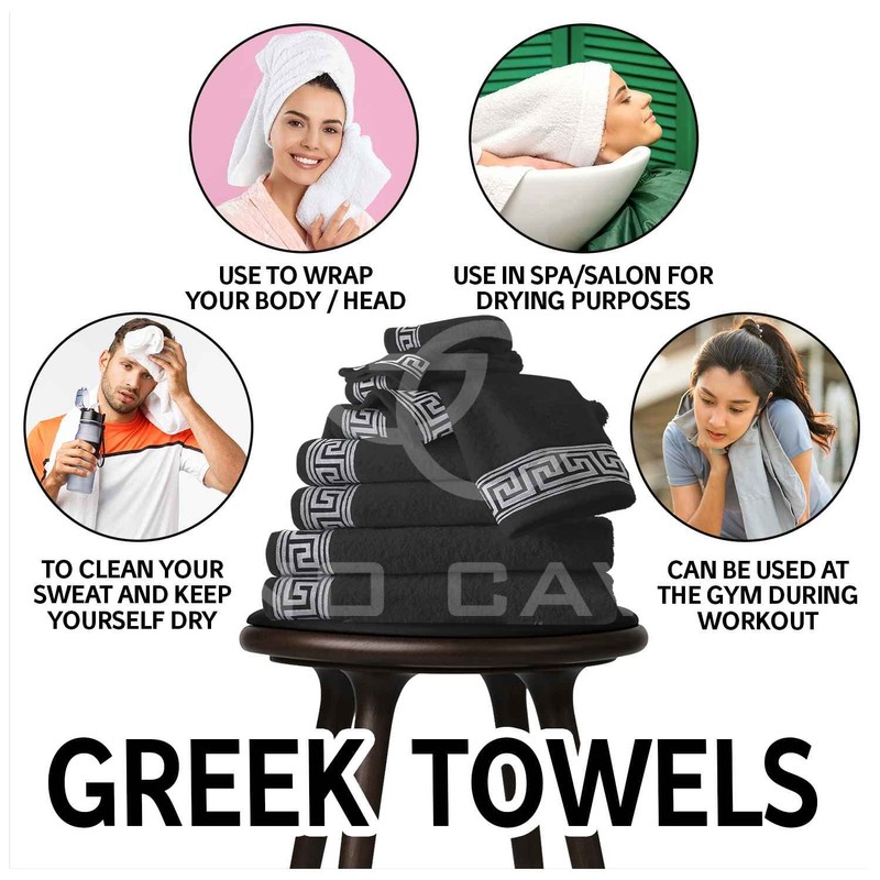 2 Pack Bath Sheets Towels Extra Large Set, Greek Pattern