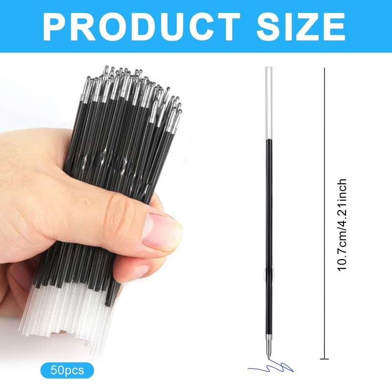 50pcs Blue Retractable Ballpoint Pen Refills 0.7mm Ballpoint Pen Replacement