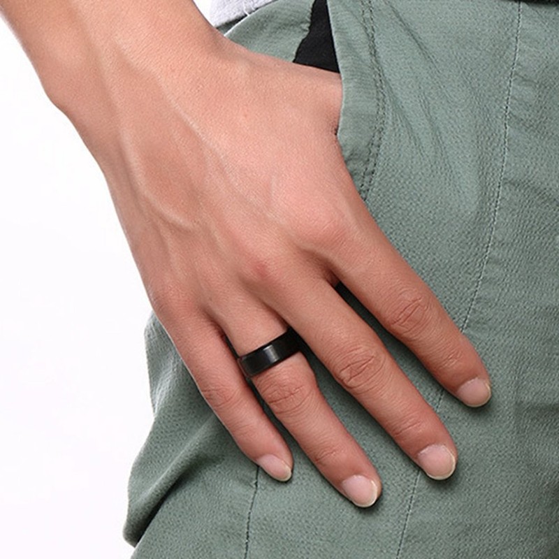 8MM Matte Black Solid Titanium Ring Wedding Band (Titanium, 10.5)
