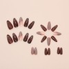 24Pcs Medium Almond Press on Nails Brown Acrylic False Nails
